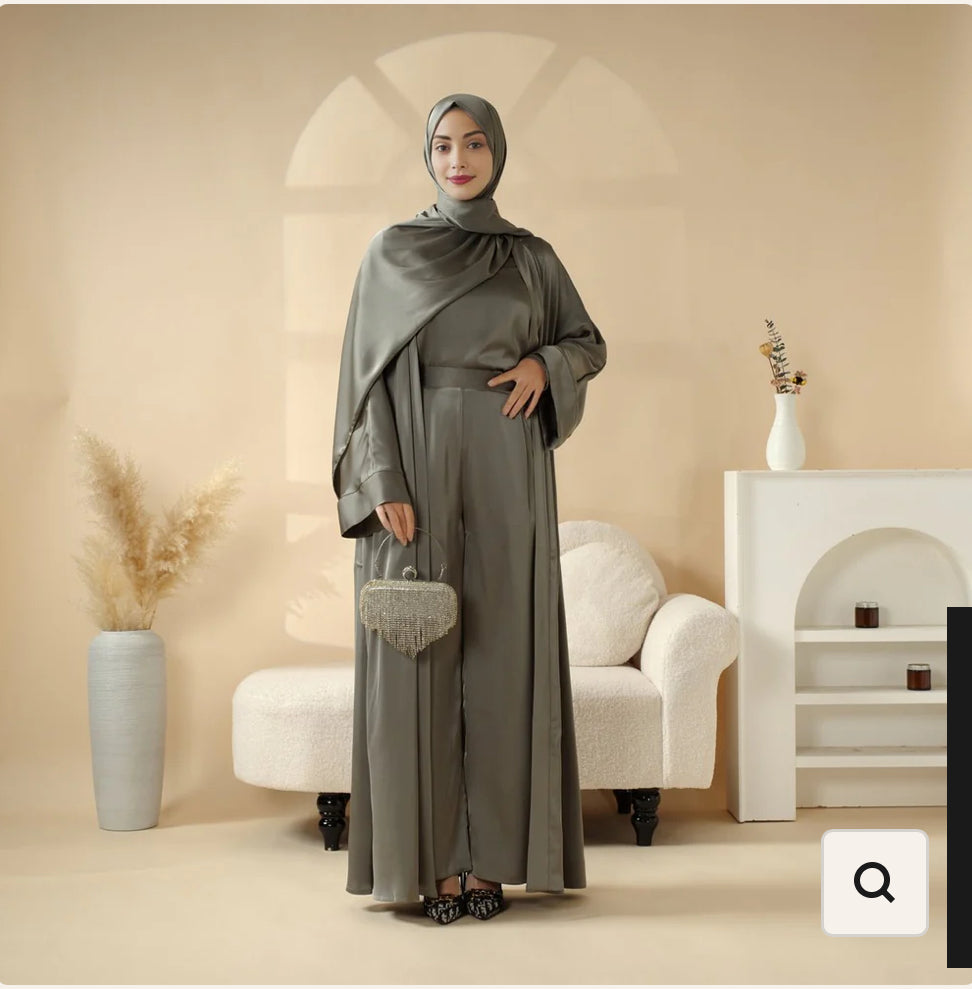 Abaya 4 pièces en satin de luxe