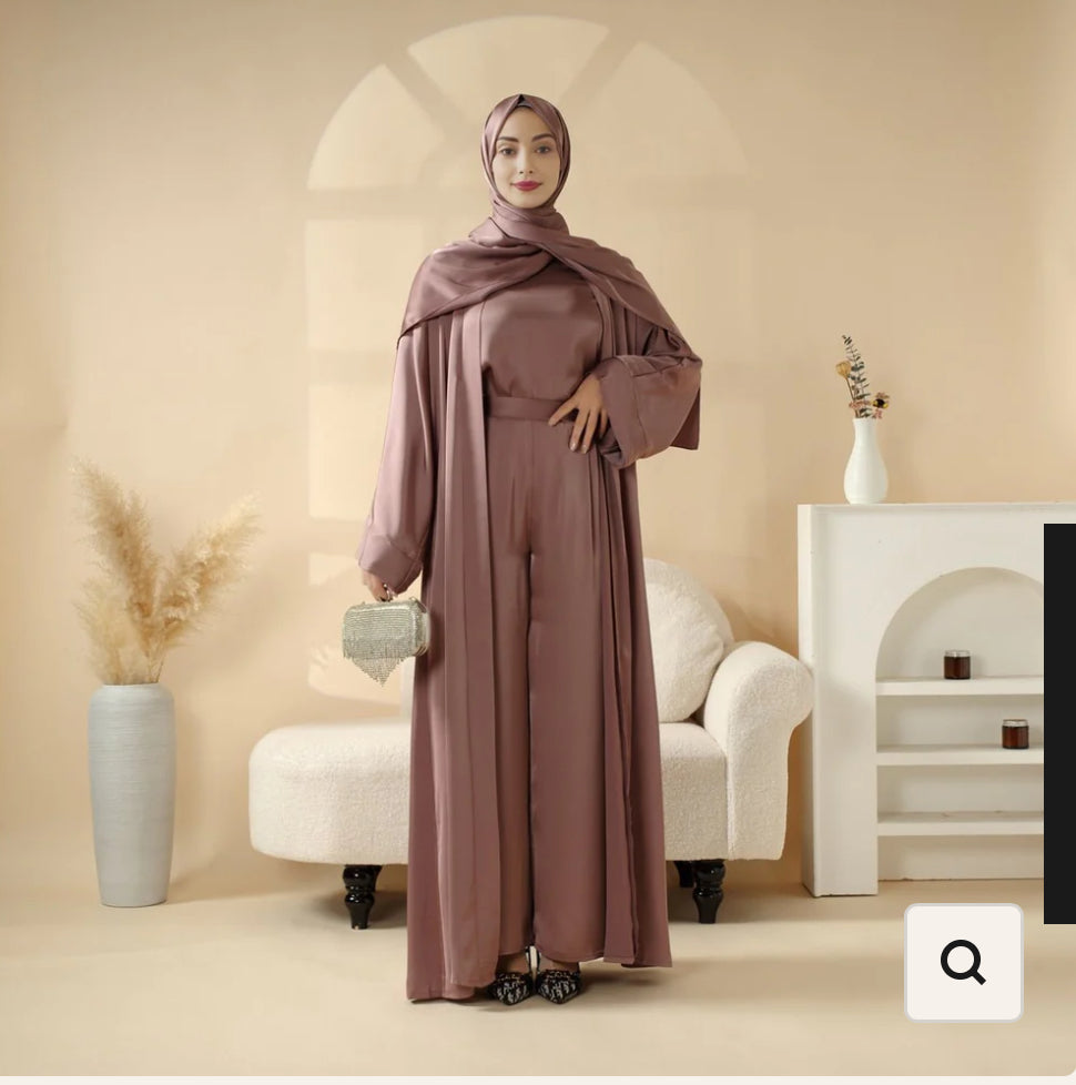 Abaya 4 pièces en satin de luxe
