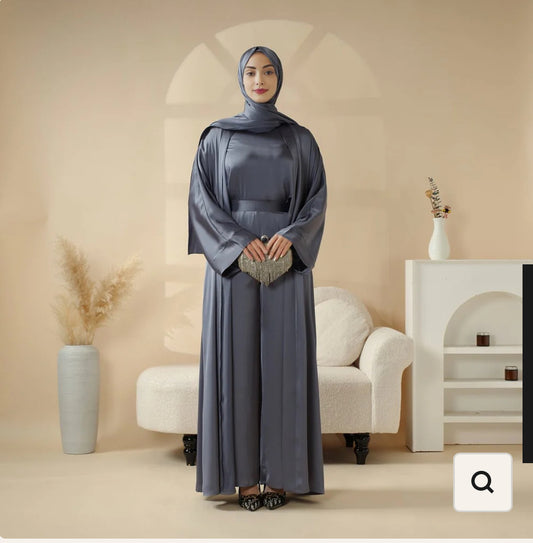 Abaya 4 pièces en satin de luxe