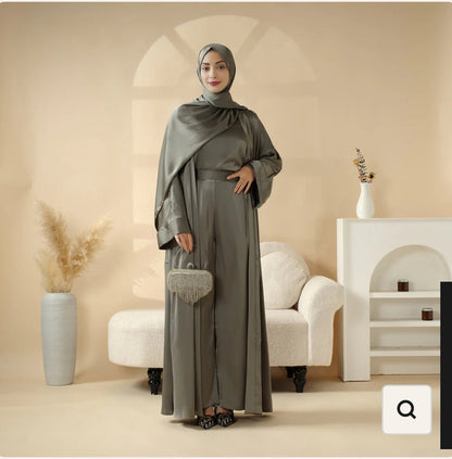 Abaya 4 pièces en satin de luxe